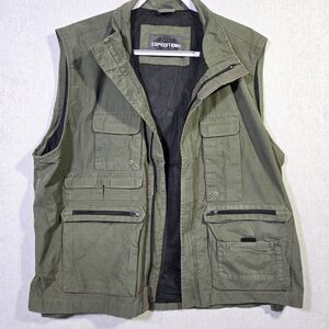 Expeditions Vest Men's Size XL Canvas Photo Tactical Fishing Green Vintage